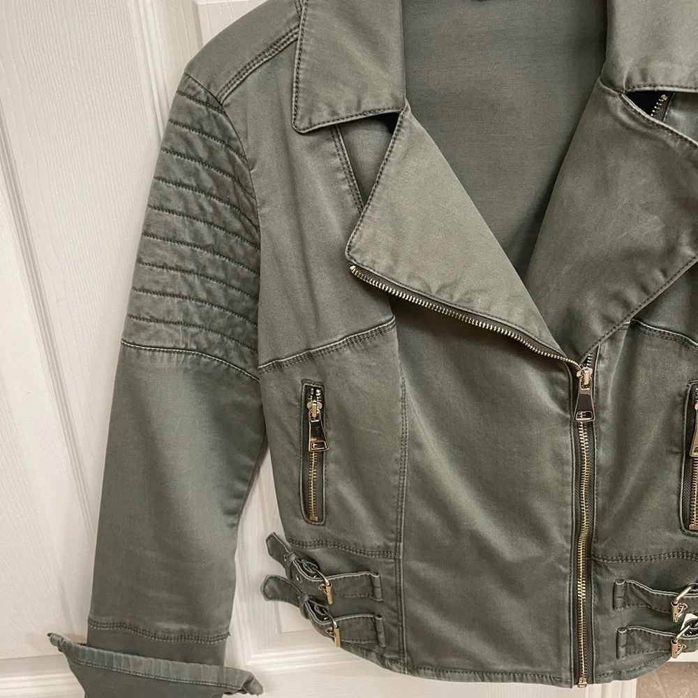 Bebe Green Bomber Jacket Size S - Picture 2 of 6